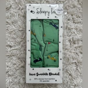 NIB Sleepy Lane Green Golf Theme Swaddle Blanket 48x48